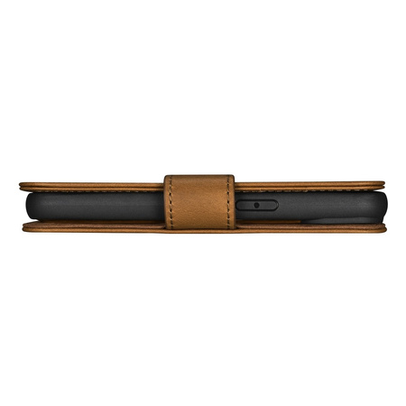 iCarer Oil Wax Wallet Case 2in1 etui iPhone 14 Pro Max skórzany pokrowiec z klapką Anti-RFID brązowy (WMI14220724-TN)