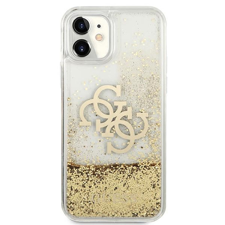 GUESS POKROWIEC HARDCASE DO IPHONE 11 6,1 XR ZŁOTY 4G BIG LIQUID GLITTER