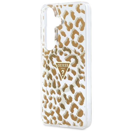 Etui Guess IML Leopard Print Triangle    MagSafe do Samsung Galaxy S26 brązowy