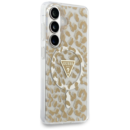 Etui Guess IML Leopard Print Triangle    MagSafe do Samsung Galaxy S26 brązowy
