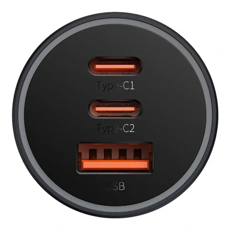BASEUS ŁADOWARKA SAMOCHODOWA GOLDEN CONTACTOR PRO 65W 2X USB-C 1X USB