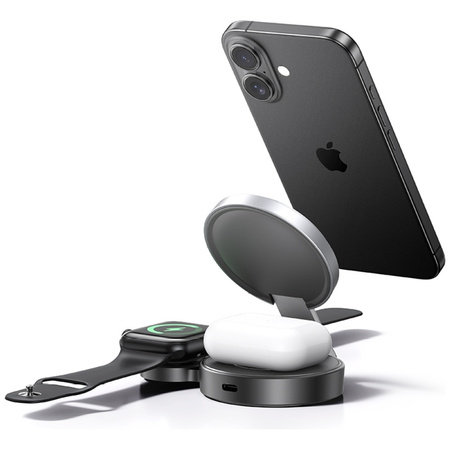 USAMS ŁADOWARKA INDUKCYJNA 3W1 15W DO TELEFONÓW APPLE WATCH WERSJA SKŁADANA