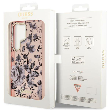 Etui Guess GUHCS23LHCFWSP S23 Ultra S918 - różowe Flower Collection