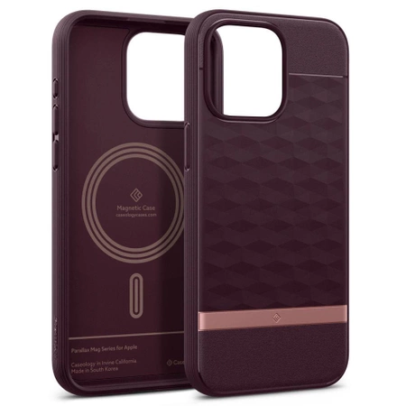 Etui Caseology Parallax Mag z MagSafe na iPhone 15 Pro Max - burgundowe