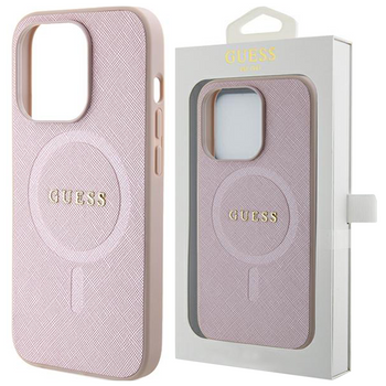 Etui Guess Saffiano MagSafe na iPhone 15 Pro - różowe