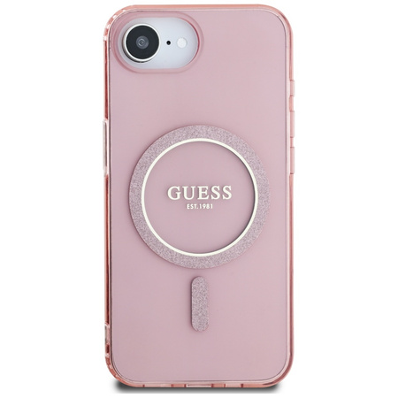 GUESS ETUI IML GLITTER CIRCLE DO IPHONE 16E DO MAGSAFE ELEGANCKIE