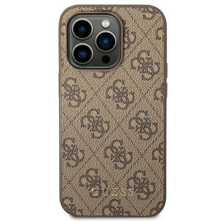 Guess GUHCP14XG4GFBR iPhone 14 Pro Max 6,7" brązowy/brown hard case 4G Metal Gold Logo