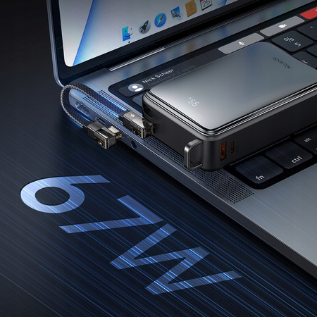 MCDODO POWERBANK Z WYŚWIETLACZEM 20000MAH 67W 3 X USB USB-C + KABEL USB-C PD CZARNY