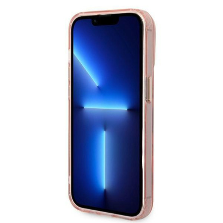 Guess GUHMP14LHTCMP iPhone 14 Pro 6,1" różowy/pink hard case Gold Outline Translucent MagSafe