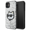 Etui Karl Lagerfeld KLHCN61G2CPS na iPhone 11 / Xr - srebrne Glitter Choupette Patch