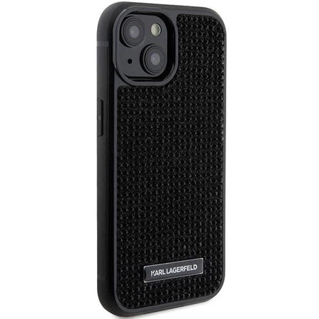 Etui Karl Lagerfeld Rhinestone Logo Metal Plate do iPhone 15 - czarne