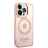 Guess GUHMP14LHTCMP iPhone 14 Pro 6,1" różowy/pink hard case Gold Outline Translucent MagSafe