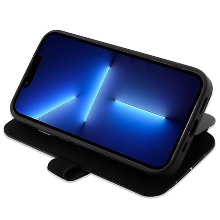Etui BMW BMBKP14L22RVSK na iPhone 14 Pro - czarne bookcase Leather Stamp Blue Lines