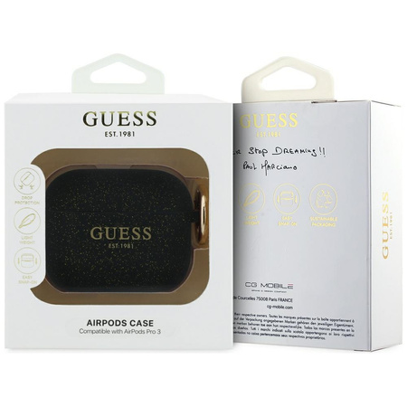 Etui Guess Silicone Glitter Ring do AirPods Pro 3 czarny