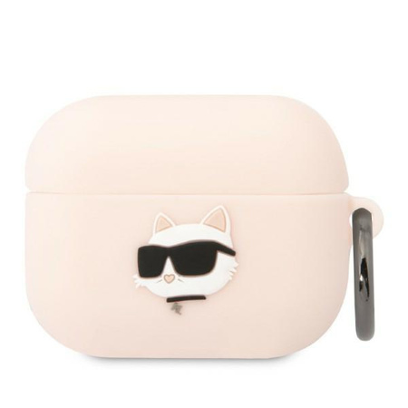 Etui Karl Lagerfeld KLAPRUNCHP na AirPods Pro - różowe Silicone Choupette Head 3D