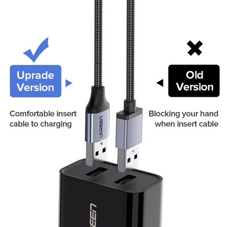 UGREEN KABEL USB MICRO 0.25M QC 3.0 DO TELEFONÓW 2.4A Z SZYBKIM ŁADOWANIEM