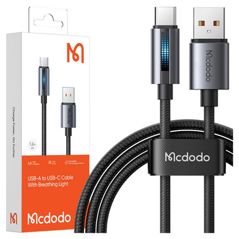 MCDODO KABEL USB-C SZYBKIE ŁADOWANIE DO SAMSUNG XIAOMI TYP C 6A 100W 1M LED