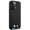 Etui BMW BMHMP14X22PTDK na iPhone 14 Pro Max - czarne Leather Stamp Tricolor Magsafe