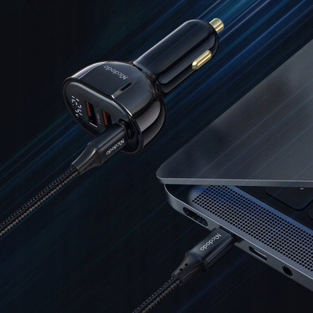 MCDODO MOCNA SZYBKA ŁADOWARKA SAMOCHODOWA MIERNIK 3X USB USB-C 128W LED