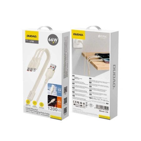 DUDAO KABEL 3W1 USB-A DO 2X USB-C DO LIGHTNING 66W 1.2M DO TELEFONÓW