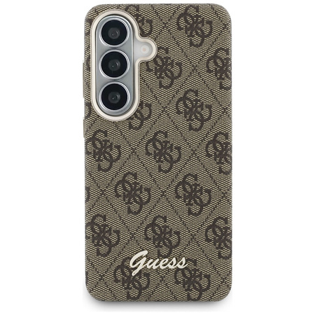 Etui Guess 4G Script MagSafe do Samsung Galaxy S26 brązowy