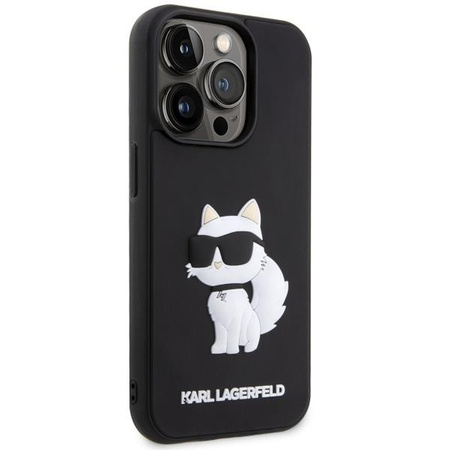 Etui Karl Lagerfeld KLHCP14X3DRKHNK na iPhone 14 Pro Max 6.7" - czarne Rubber Choupette 3D