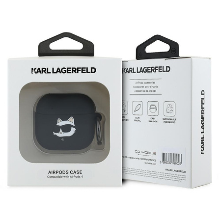 KARL LAGERFELD ETUI DO AIRPODS 4 SILIKONOWE 3D Z CHOUPETTE HEAD BLACK