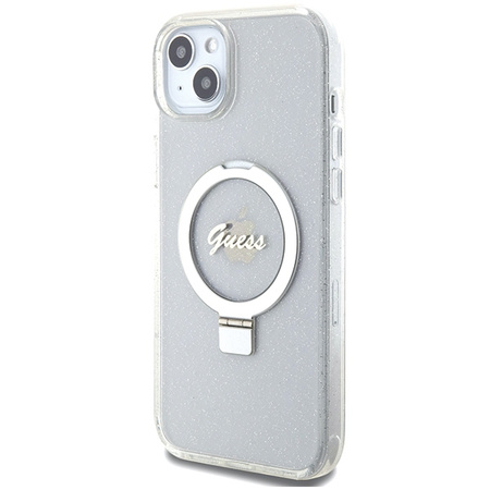 GUESS ETUI HARDCASE RING STAND DO IPHONE 15 PLUS 14 PLUS DO MAGSAFE GLITTER