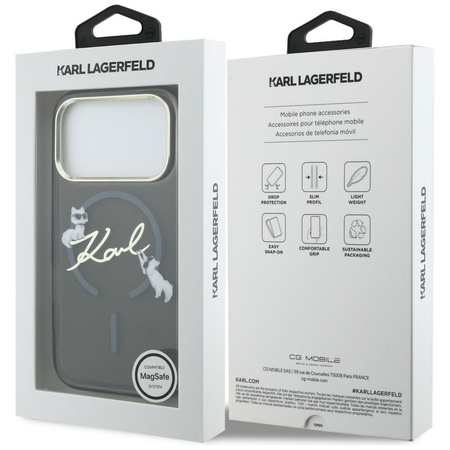 Etui Karl Lagerfeld IML Choupettes Karl Script Logo MagSafe do iPhone 17 Pro Max czarny
