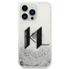 Etui Karl Lagerfeld KLHCP14LLBKLCS na iPhone 14 Pro - srebrne Liquid Glitter Big KL