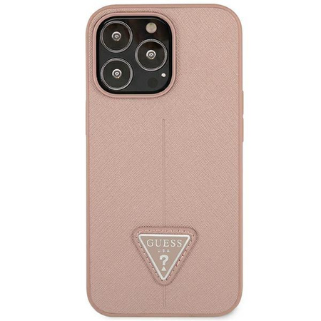 Guess GUHCP14LPSATLP iPhone 14 Pro 6,1" różowy/pink hardcase SaffianoTriangle Logo