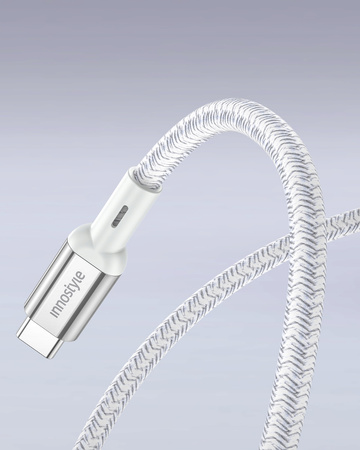INNOSTYLE POWERFLEX ULTRA KABEL USB-C SZYBKIE ŁADOWANIE THUNDERBOLT 10GBPS 100W KEVLAR 2M SREBRNY