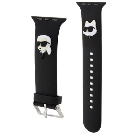 Pasek Karl Lagerfeld 3D Rubber Karl&Choupette Heads na Apple Watch 38/40/41mm - czarny