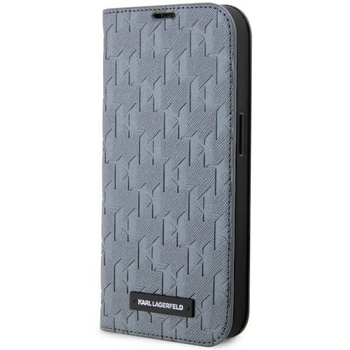 Etui Karl Lagerfeld KLBKP14XSAKLHPG na iPhone 14 Pro Max 6.7" bookcase - srebrne Saffiano Monogram