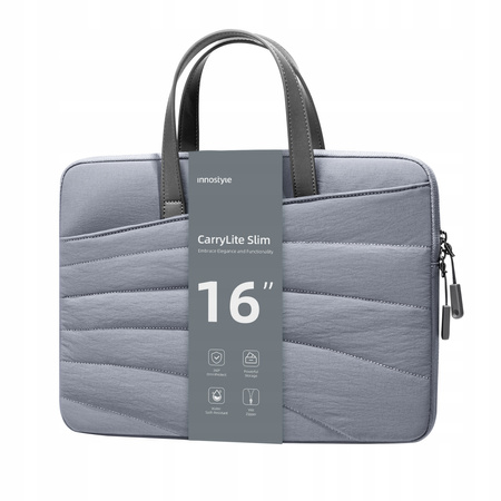 INNOSTYLE DAMSKA TORBA NA LAPTOPA 15 6 16 WODOODPORNA CARRYLITE SLIM SZARA