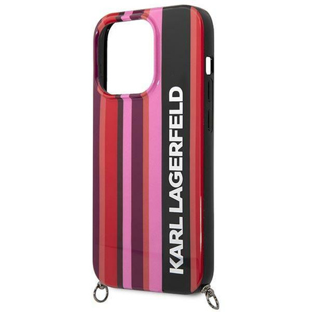 Etui Karl Lagerfeld KLHCP14XSTSTP na iPhone 14 Pro Max hardcase - różowe Color Stripes Strap