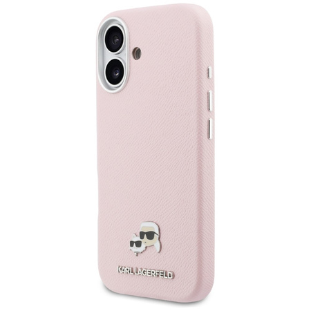 Etui Karl Lagerfeld Karl & Choupette     Head Pins Saffiano MagSafe do iPhone 17 różowy