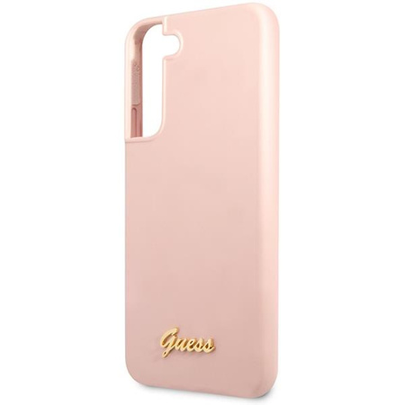 Etui Guess GUHCS23MLSLMGPP S23+ S916 - różowe Silicone Script Metal Logo