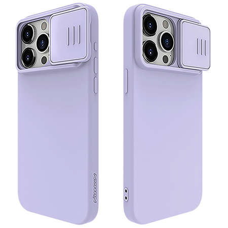 Silikonowe etui Nillkin CamShield Silky Silicone Case do iPhone 15 Pro Max z osłoną na aparat - fioletowe