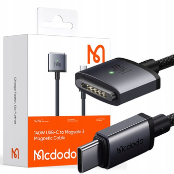 MCDODO KABEL DO ZASILACZA ŁADOWANIA MACBOOK AIR PRO USB-C MAGSAFE 3 140W 2M