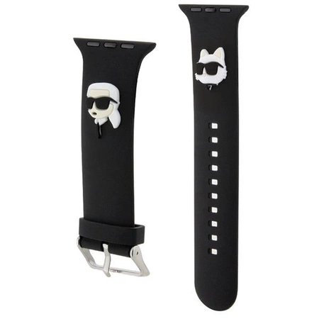 Pasek Karl Lagerfeld 3D Rubber Karl&Choupette Heads na Apple Watch 42/44/45/49mm - czarny