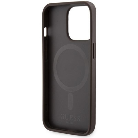 Etui Guess GUHMP13XP4RPSW na iPhone 13 Pro Max 6.7" - brązowe 4G Printed Stripes MagSafe