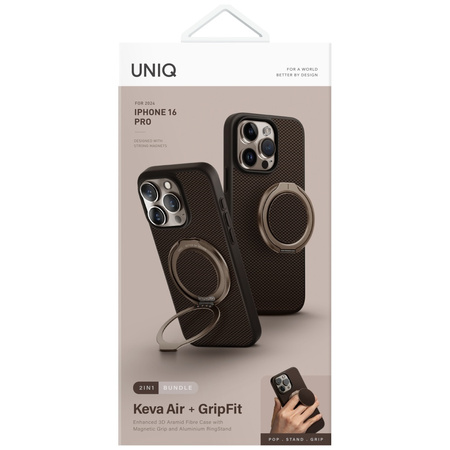 Etui UNIQ Keva Air do iPhone 16 Pro Magclick Charging GripFit brązowy