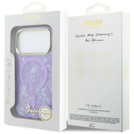 Etui Guess IML Shell Script Metal        MagSafe do iPhone 17 Pro Max fioletowy