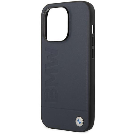 Etui BMW BMHMP14LSLLna iPhone 14 Pro - granatowe Leather Hot Stamp MagSafe