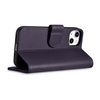 iCarer Wallet Case 2in1 etui iPhone 14 Pro skórzany pokrowiec z klapką Anti-RFID ciemnofioletowy (WMI14220726-DP)