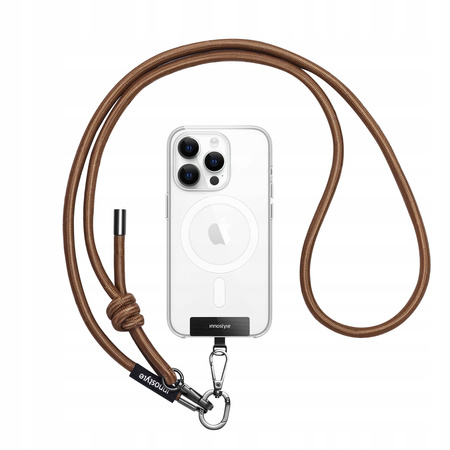 INNOSTYLE SMYCZ DO TELEFONU NA SZYJE WKŁADKA CROSSBODY MOCNA BRĄZOWA 8MM