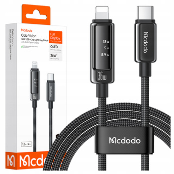 MCDODO KABEL USB-C LIGHTNING SZYBKIE ŁADOWANIE DO APPLE IPHONE 36W 1M OLED
