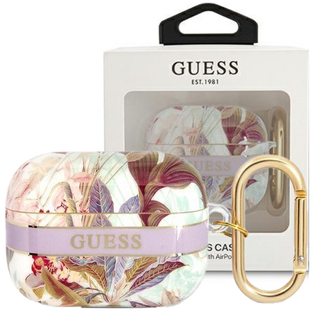 Guess GUAPHHFLU AirPods Pro cover fioletowy/purple Flower Strap Collection