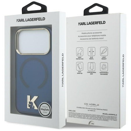 Etui Karl Lagerfeld IML K Head Logo MagSafe do iPhone 17 Pro niebieski